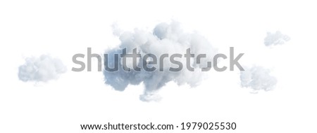 3d render, collection of abstract cloud shapes isolated on white background, cumulus clip art