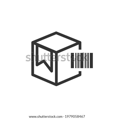 barcode icon on packing. Vector sign on white