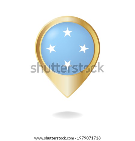 Micronesia flag on golden pointer map, Vector illustration eps.10