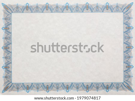 Blank full frame achievement certificate document template with an ornate border Royalty-Free Stock Photo #1979074817