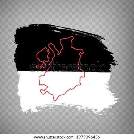Flag of Canton of Fribourg from brush strokes. Blank map Canton of Fribourg. Switzerland. High quality map and flag for your web site design, app  on transparent background.  EPS10.