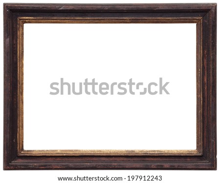 Black wooden empty image frame. Image holder isolated on white background 