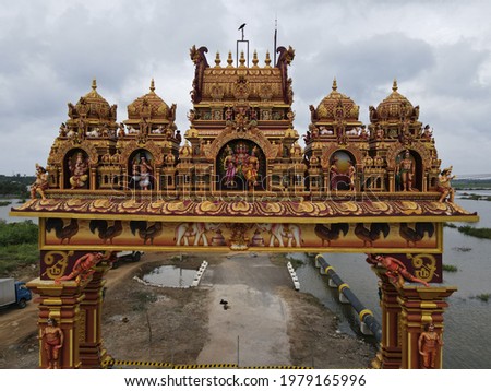 Nallur Gate Jaffna entrance in srilanka with very beautiful architecture drone shot 