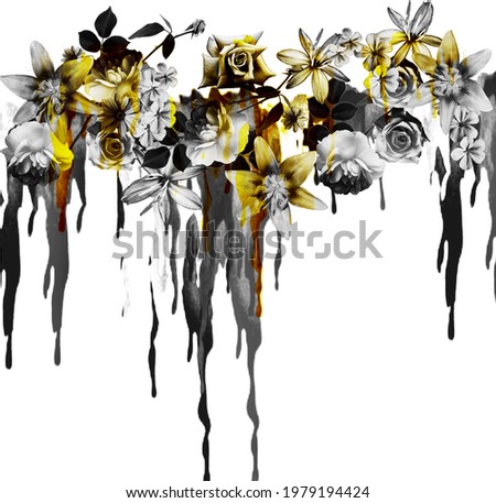 Beautiful watercolor flowers on white background Royalty-Free Stock Photo #1979194424