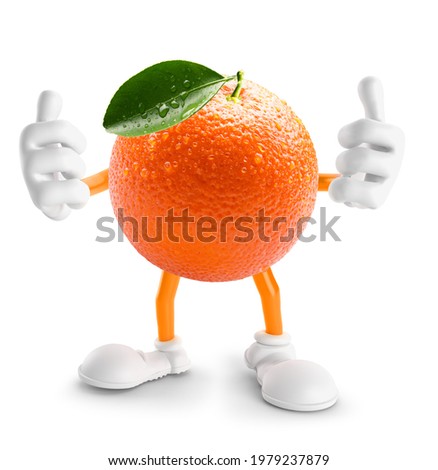 orange character with hands and legs isolated on white background. 3d rendering
