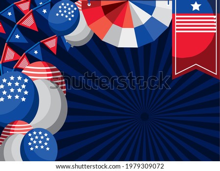 american celebration decoration balloons pennants