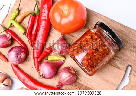 Food photography of a chili paste. Photo was taken in a photography studio.