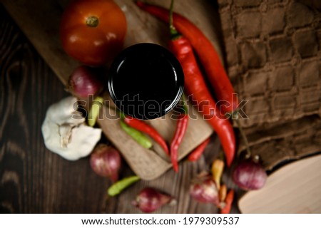 Food photography of a chili paste. Photo was taken in a photography studio.