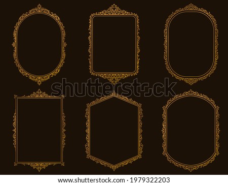 Set of vintage frames and borders gold color