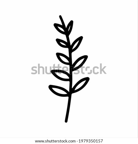 Natural plant leaf icon. Hand drawn line art illustration of natural plant leaf vector icon for web design
