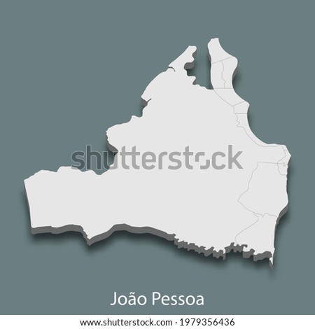 3d isometric map of Joao Pessoa is a city of Brazil , vector illustration
