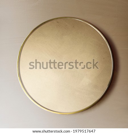 Gold framed mirror on a brown wall mockup
