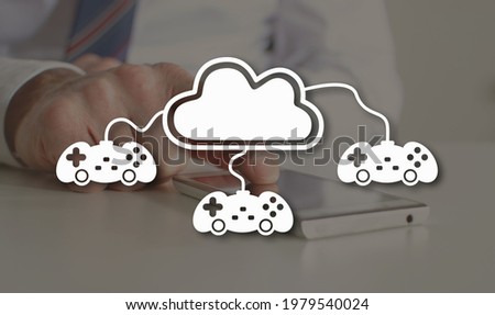Cloud gaming concept illustrated by a picture on background