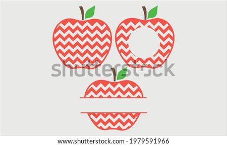 Chevron Apple Monogram and Name Frame Vector and Clip Art