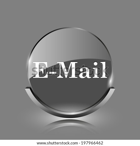 E-mail icon. Shiny glossy internet button on grey background. 