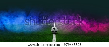 textured soccer game field - center, midfield Royalty-Free Stock Photo #1979665508