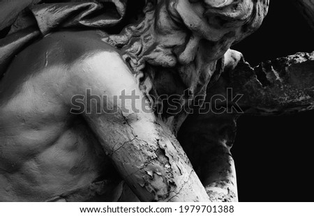 Hephaestus. In antique Greek and Roman mythology god of the forge and blacksmiths. Ancient statue. Royalty-Free Stock Photo #1979701388