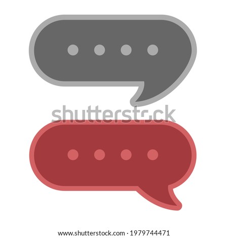 The speech balloon is oval shaped red and silver