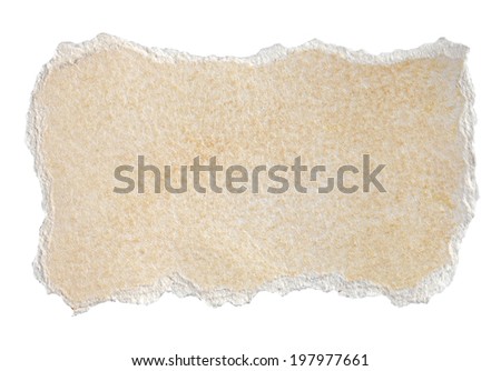 piece of rough and grunge blank paper isolated