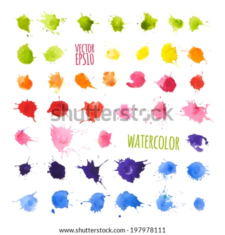 Vector illustration. Vector EPS10. Colorful watercolor splashes isolated on white background