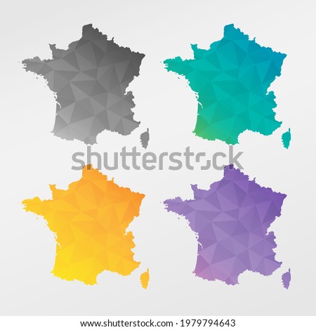 France Low Poly Map Clip Art Design. Geometric Polygon Graphic National Icon. Vector Illustration Symbol.