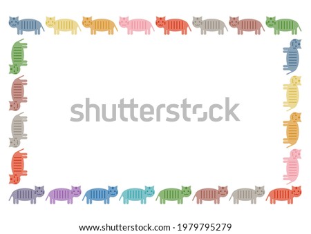 Vector illustration of cat or tiger. Cute design. Frame pattern.