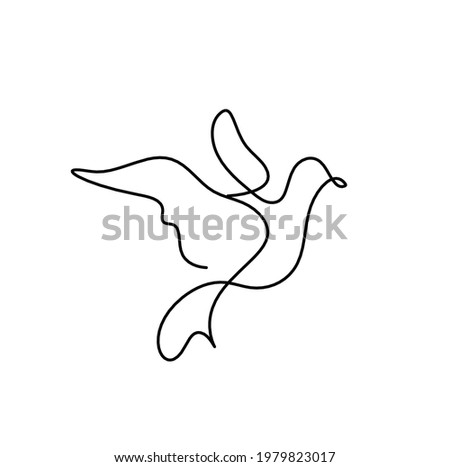 Silhouette of abstract birds as line drawing on white. Vector