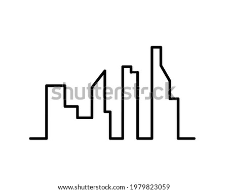 Abstract panoramic landscape as continuous lines drawing on white. Vector