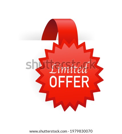 Limited offer badge in flat style on white background. Limited offer banner, great design for any purposes. Discount banner promotion template. Business icon. Flat vector.