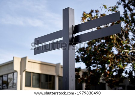 street signpost and blank advertising board. place your image