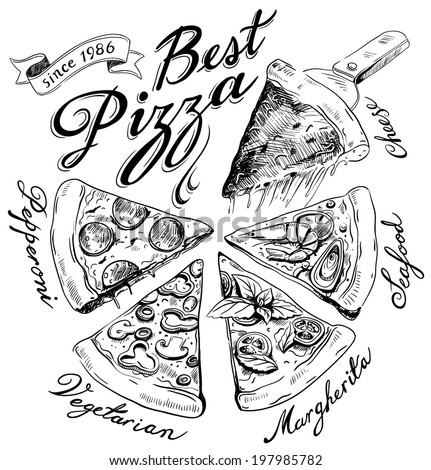 hand-drawn pizza illustration 