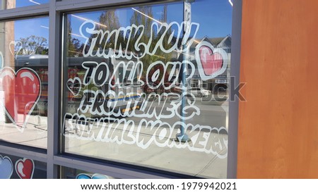 Thank You to All Our Frontline and Essential Workers signage window painting