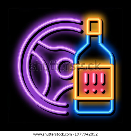drunk driving neon light sign vector. Glowing bright icon drunk driving sign. transparent symbol illustration