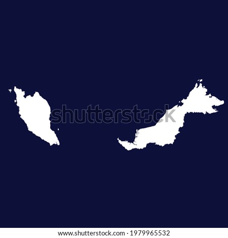 Malaysia map vector. white color on blue background.