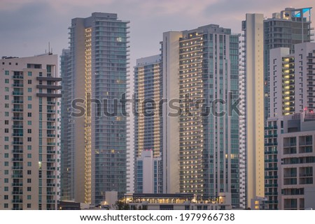 A cluster of newly built condo buildings near Miami, FL.