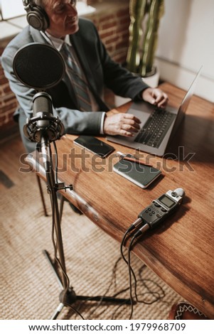 Broadcaster live in a studio