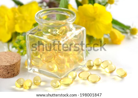 supplement and evening primrose Royalty-Free Stock Photo #198001847