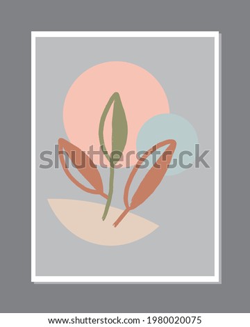 Abstract Plant Art design for print, cover, wallpaper, Minimal and natural wall art. Tropical Foliage line art drawing with abstract shape.