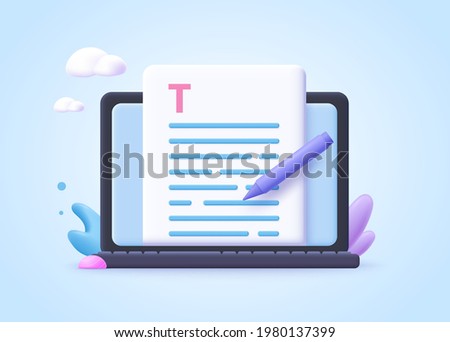 Editable online document concept.  Creative writing, storytelling, copywriting, online education. 3d  vector illustration.
  Royalty-Free Stock Photo #1980137399