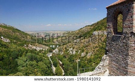Panoramic view of Asenovgrad city from Asenova fortress. Asenovgrad. Bulgaria.
