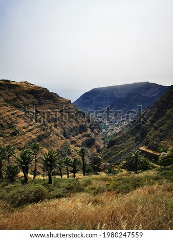 Steep and dry craggy valley near Valle Gran Rey in La Gomera