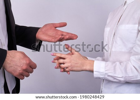 Close-up gesticulating hands of businesspeople. Royalty-Free Stock Photo #1980248429