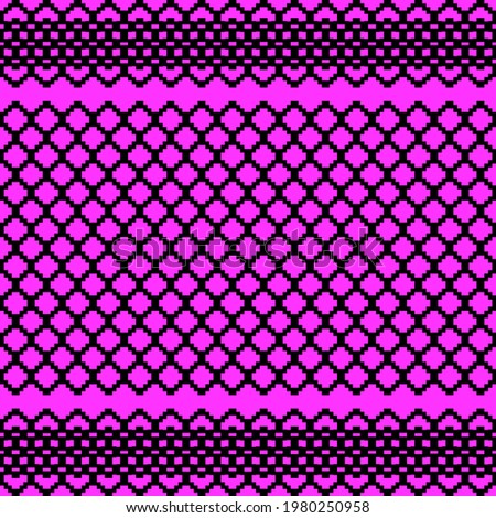 The fabric pattern is a black polygonal pattern with a pink background, cloth background.