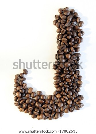 Letter made from coffee beans