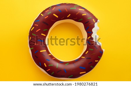 summer donut circle banner on yellow background