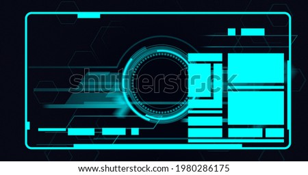 Composition of scope scanning and data processing on screen. global technology and digital interface concept digitally generated image.