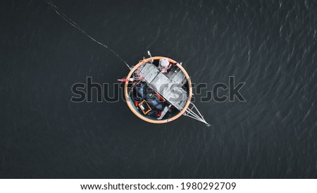 Top view of round boat in Mui Ne, Vietnam