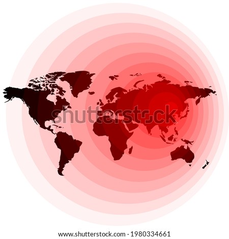 Illustration of the spread of the virus around the world. Coronavirus distribution map. Distribution of the new coronavirus COVID-19 on the map. Covid19 is distributed worldwide. Vector illustration

