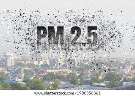 Cityscape of buildings with bad weather and air pollution PM 2.5 background Royalty-Free Stock Photo #1980358361