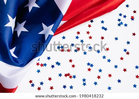 American flag and stars. Background for the national holidays of the USA. Independence Day, Memorial Day and Labor Day. Place for your text.